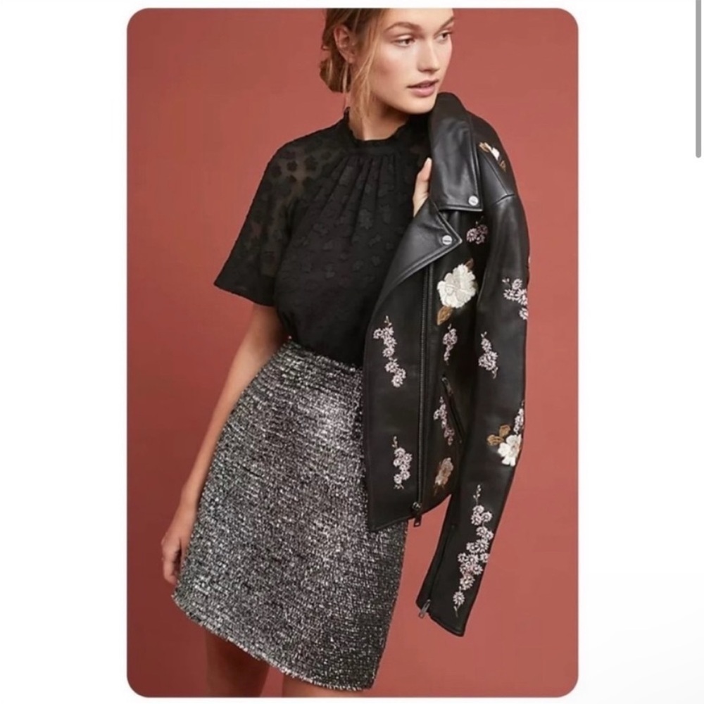 Anthropologie Hutch Saint-Michel Sparkle Fringe Mini Skirt